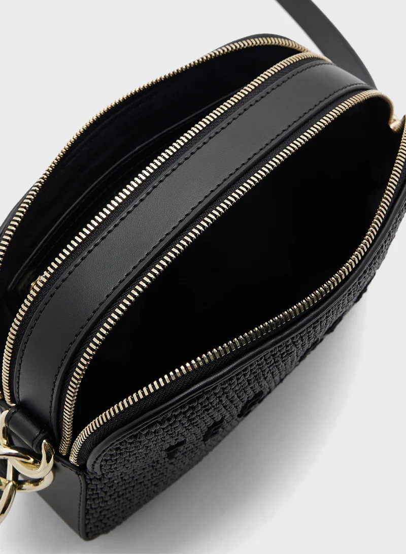 Ted Baker Stelio Faux Raffia Zip Over Crossbody