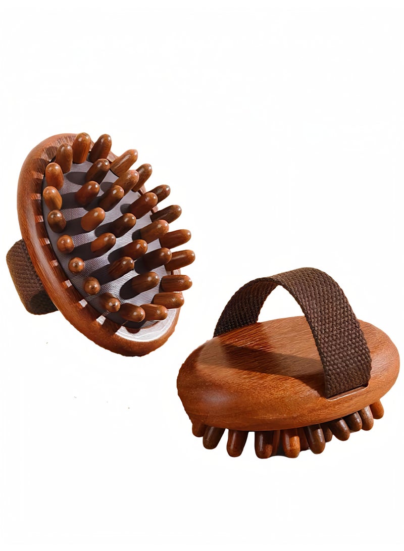 Loucky Wooden Massager Brush Set - 2 Packs Meridian Brush Made of Natural Rosewood & Bamboo, 33-Tooth Anti Cellulite Body Sculpting Tool for Lymphatic Drainage, Muscle Relief & Skin Firming - Handheld Portable Massage Brush - Image 1
