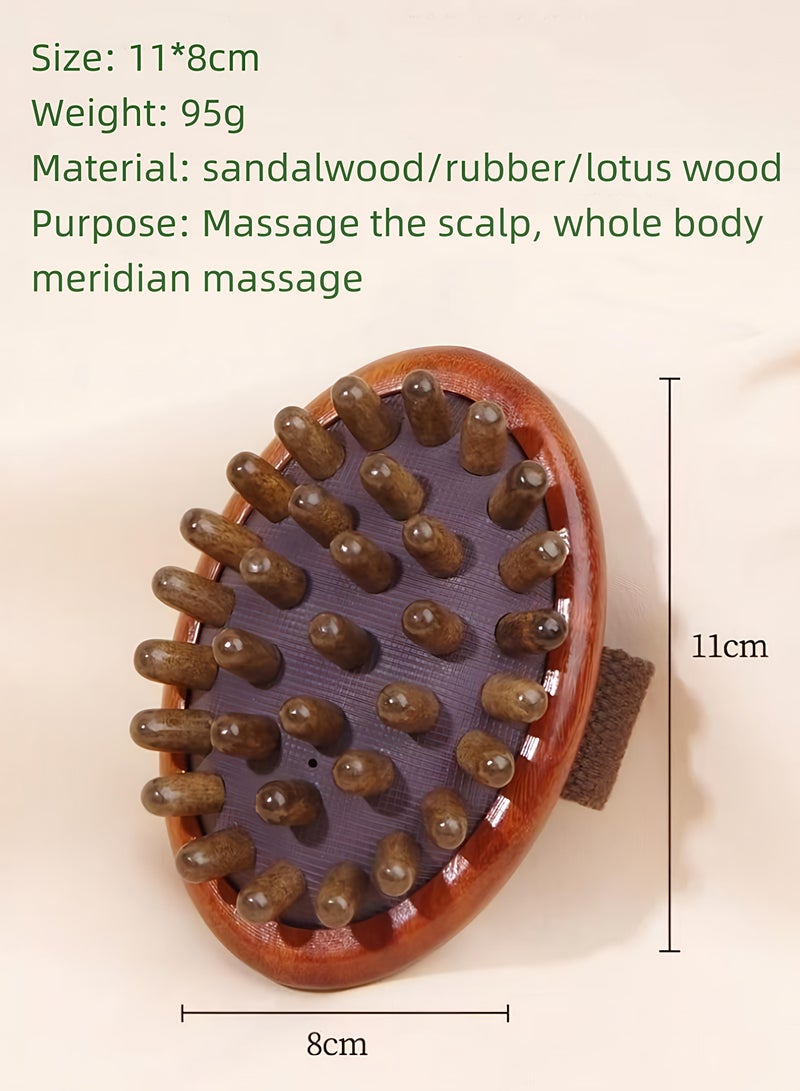 Loucky Wooden Massager Brush Set - 2 Packs Meridian Brush Made of Natural Rosewood & Bamboo, 33-Tooth Anti Cellulite Body Sculpting Tool for Lymphatic Drainage, Muscle Relief & Skin Firming - Handheld Portable Massage Brush - Image 2