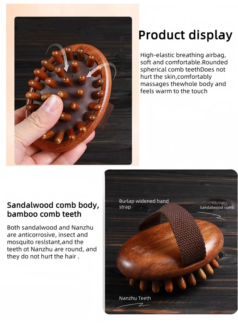 Loucky Wooden Massager Brush Set - 2 Packs Meridian Brush Made of Natural Rosewood & Bamboo, 33-Tooth Anti Cellulite Body Sculpting Tool for Lymphatic Drainage, Muscle Relief & Skin Firming - Handheld Portable Massage Brush - Image 5