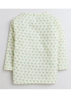 Polka Tots Polka Tots Full Sleeves Night Wear Camel Kurta Pyjama - Green  - Image 3