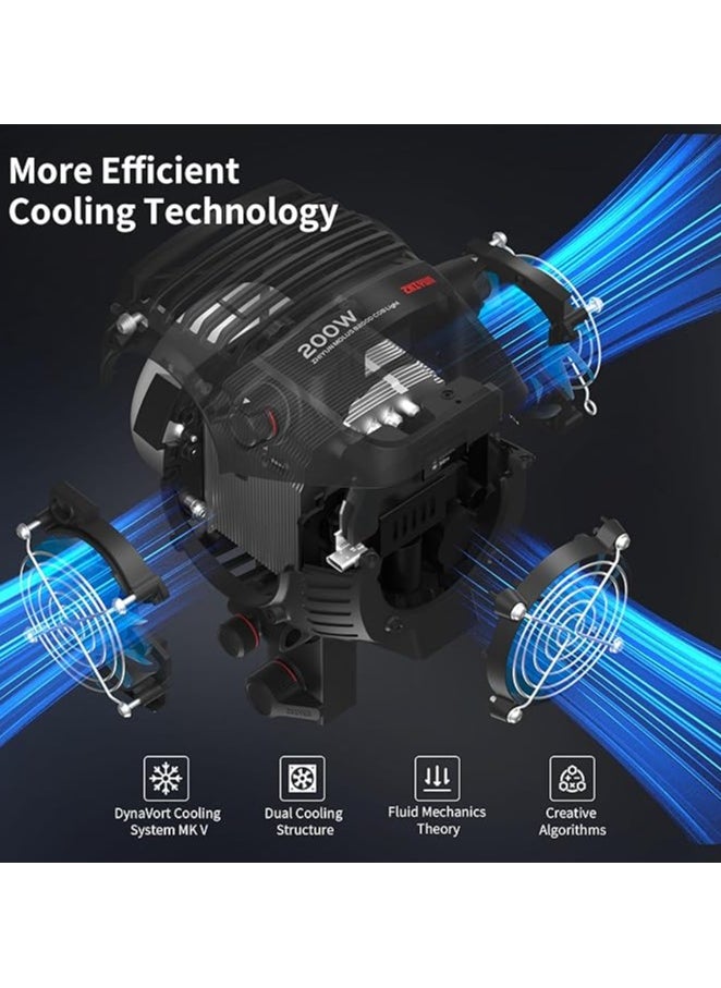 Zhiyun ZHIYUN Molus B200 200W Video Light, COB LED Video Light with Bowens Mount, Two-Tone Studio Light, 39900LUX/1M/2700K-6500K/ CRI ≥96/ TLCI ≥96/ APP Control, 13 Bright Effects  - Image 4