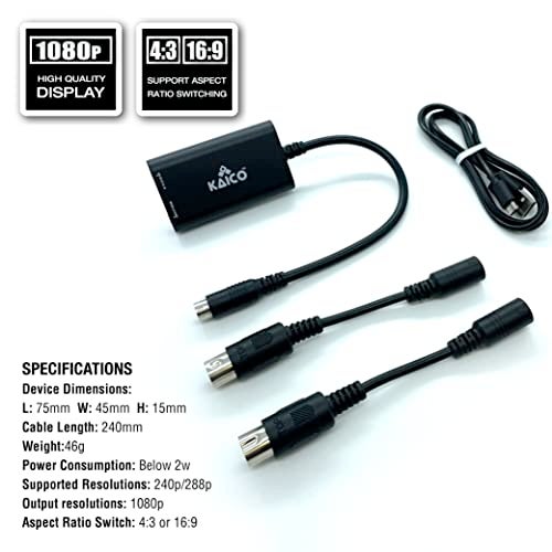 Kaico SEGA Genesis 1080p HDMI Adapter - for use with Sega Megadrive - Supports S Video Output – Supports PAL and NTSC Consoles – Aspect Ratio Switch for 16:9 or 4:3 - Image 3