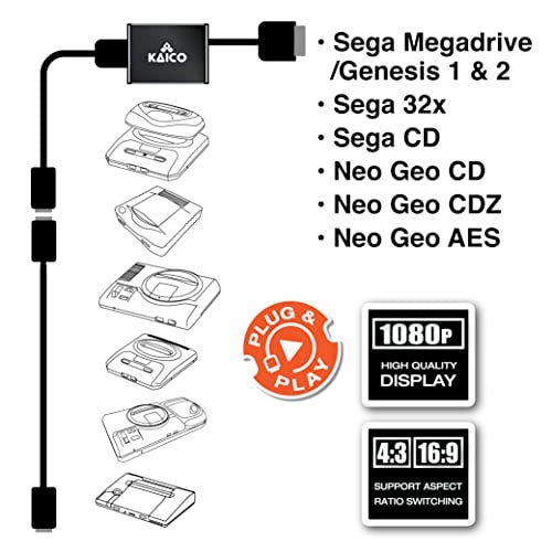 Kaico SEGA Genesis 1080p HDMI Adapter - for use with Sega Megadrive - Supports S Video Output – Supports PAL and NTSC Consoles – Aspect Ratio Switch for 16:9 or 4:3 - Image 4