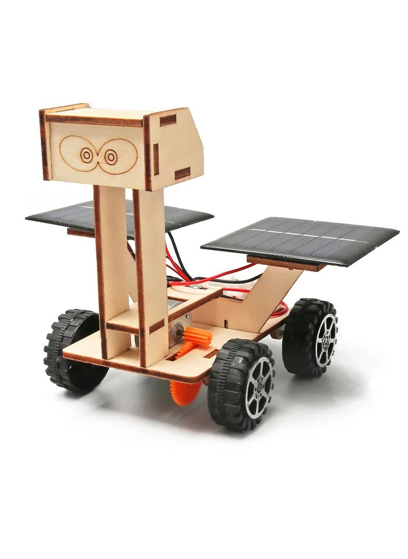 AROAQ Solar Lunar Exploration Vehicle, Wooden Assemblable Solar Powered Car,  Science Experiment  Space Rover Model Toy, Educational Diy Solar Energy Toy Car For Kids Students  - Image 1