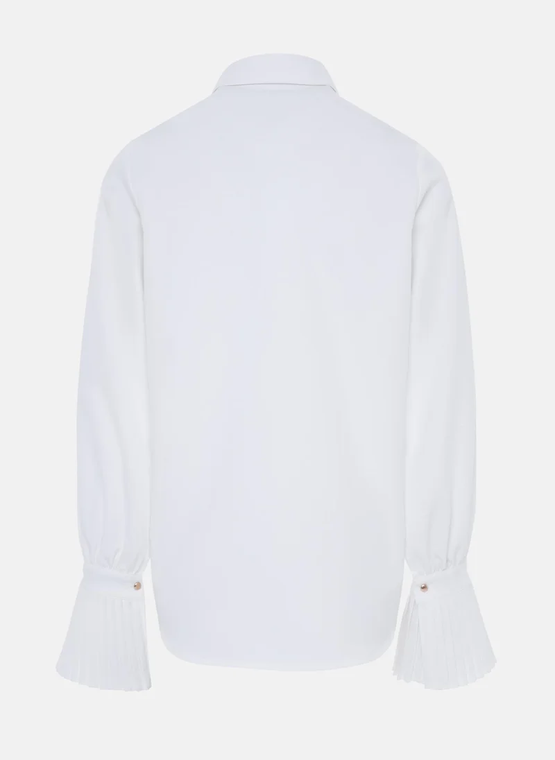 Lichi Smooth fabric shirt with pleated cuffs