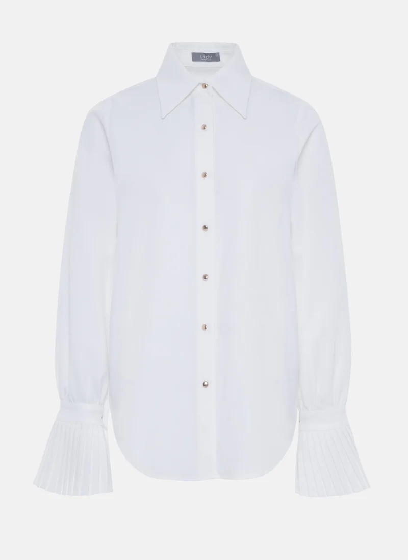 Lichi Smooth fabric shirt with pleated cuffs