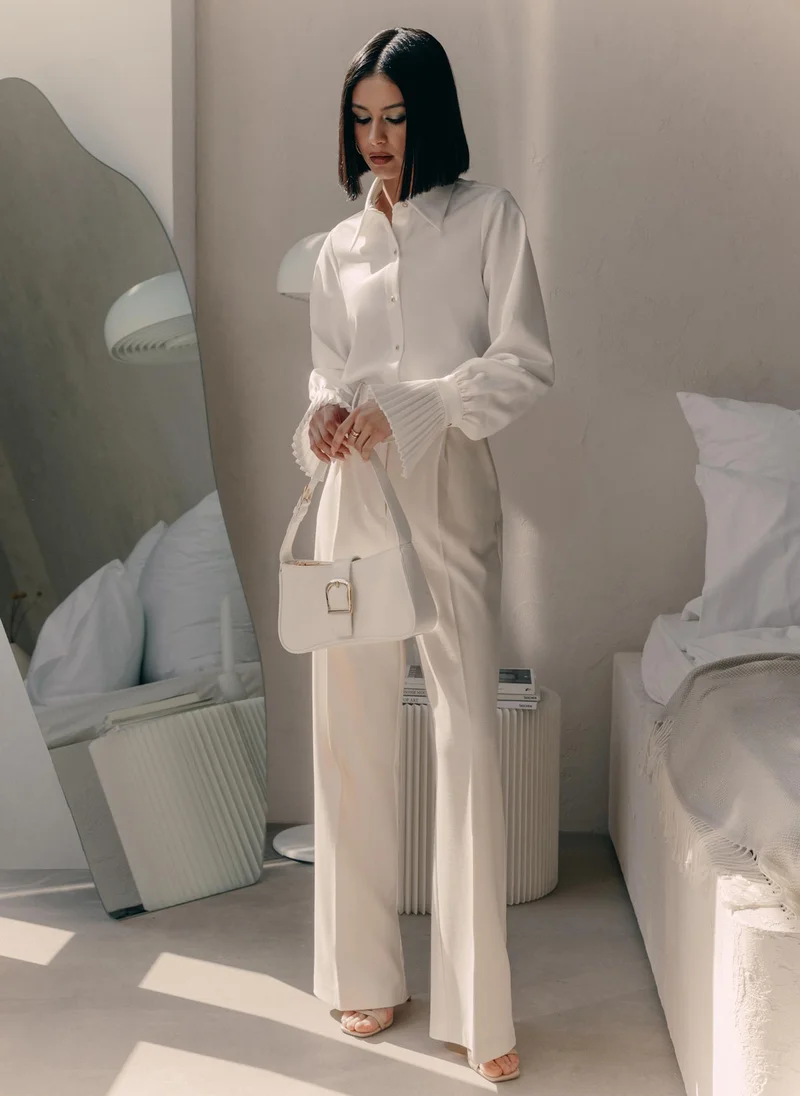 Lichi Smooth fabric shirt with pleated cuffs