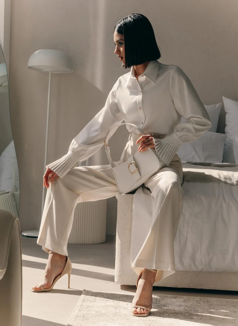 Lichi Smooth fabric shirt with pleated cuffs