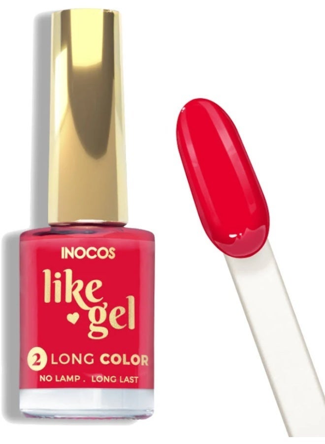 INOCOS Like Gel 2 Long Color Nail Polish 137 Ferrari Red 11ml - Image 1
