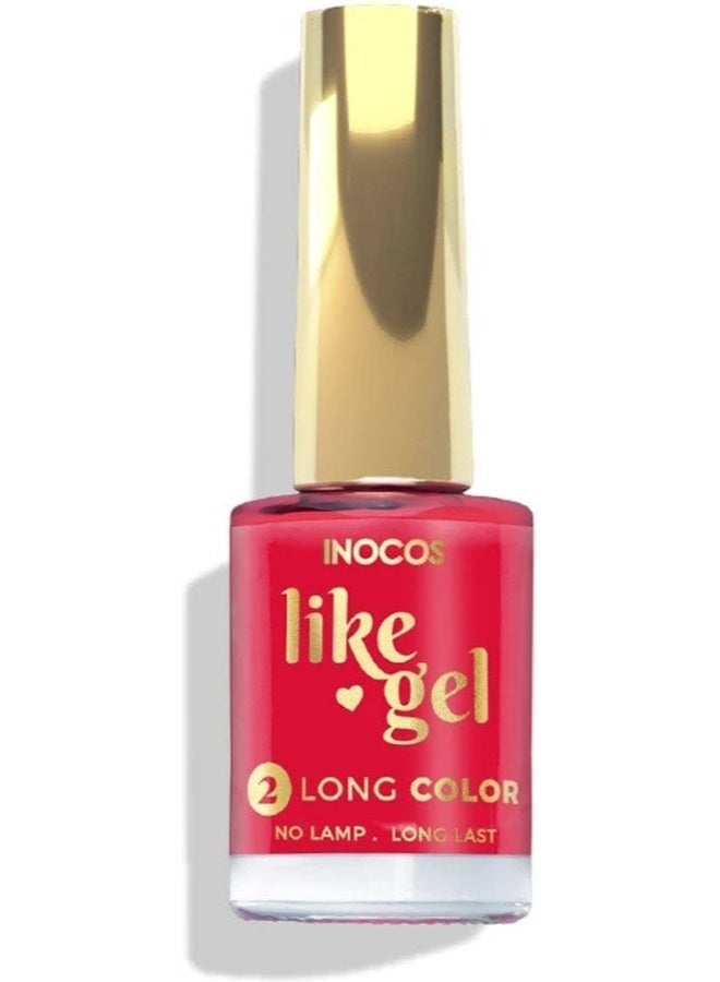 INOCOS Like Gel 2 Long Color Nail Polish 137 Ferrari Red 11ml - Image 2