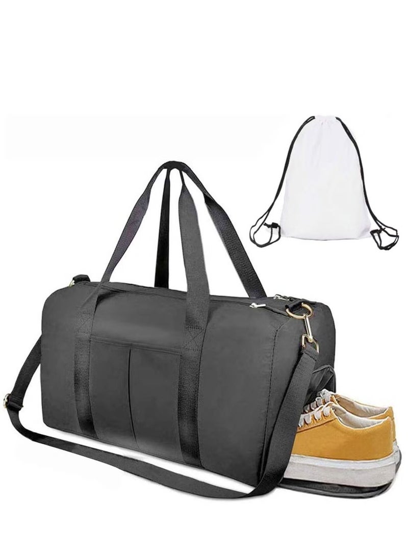 Rock Pow Gym Bag with Shoes Compartment Sports Bag with Waterproof Pocket for Wet Towels Travel Duffel Bag for Men and Women Dark gray - Image 3