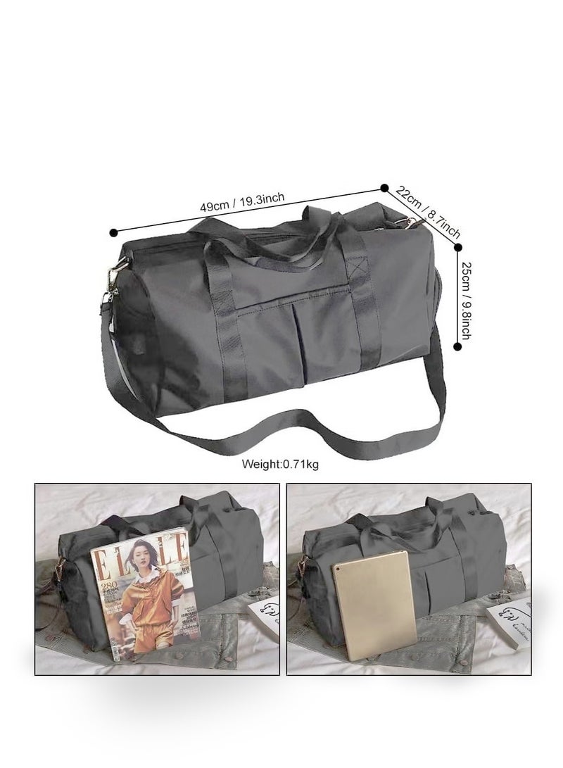 Rock Pow Gym Bag with Shoes Compartment Sports Bag with Waterproof Pocket for Wet Towels Travel Duffel Bag for Men and Women Dark gray - Image 4