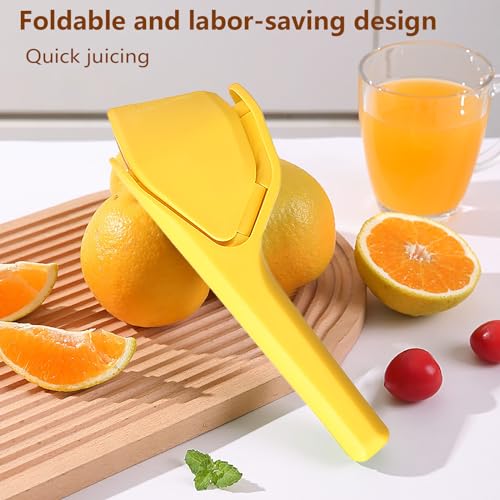 ZMD Lemon Squeezer Manual, Easy-Squeeze Ergonomic Hand Juicer Citrus Squeezer for Juice Extraction Manual Lemon Fluicer Lemon Juicer That Folds Flat for Space-Saving Storage, Yellow - Image 4