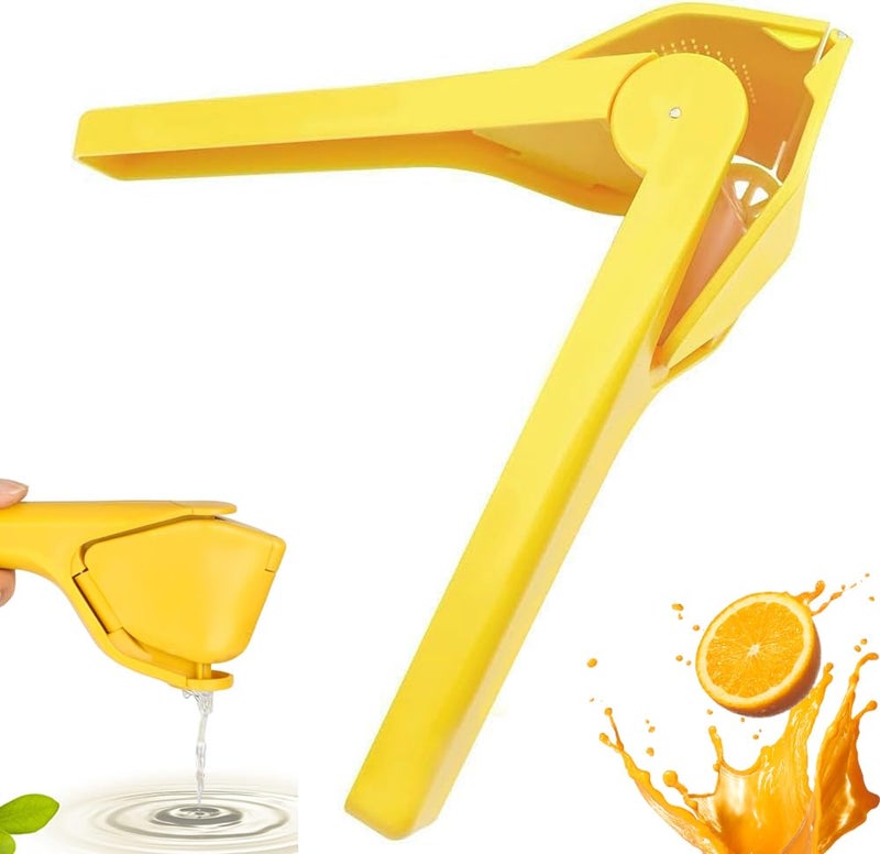 ZMD Lemon Squeezer Manual, Easy-Squeeze Ergonomic Hand Juicer Citrus Squeezer for Juice Extraction Manual Lemon Fluicer Lemon Juicer That Folds Flat for Space-Saving Storage, Yellow - Image 1