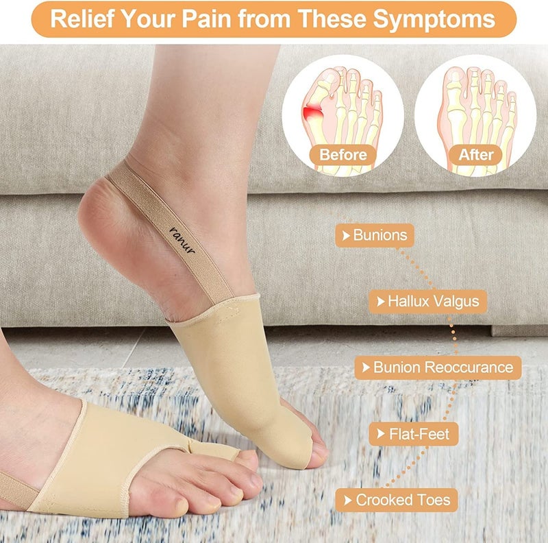 RANUR Unisex Bunion Corrector Washable Silicone Gel Pad Toe Separator with Relief Gel Pad Cushion, Toe Brace, Spacers, Fits with Shoe and Socks in Uk7 To Uk11(L) - Image 3