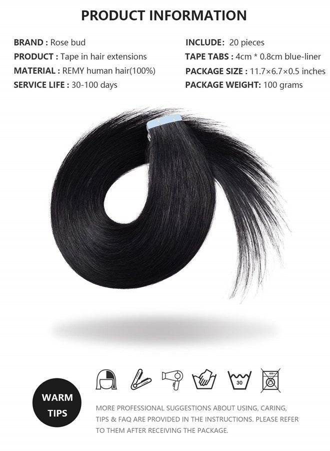 Rose bud ROSEBUD Tape in Hair Extensions REMY Human Hair, Secure Skin Weft Hair Extensions Seamless 40g/Pack 20Pcs 10 Inch - Image 5