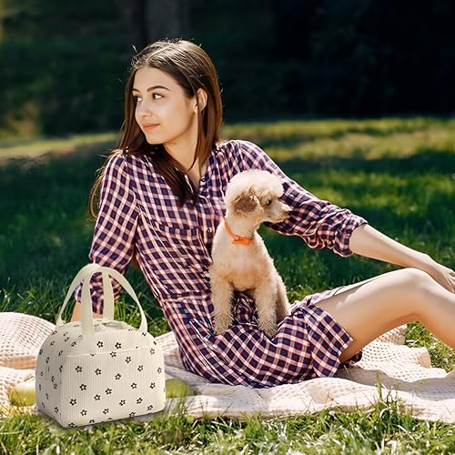 Shopiable Store Lunch Bag for Women & Men – Cute Lunch Tote Bag | Large Capacity Reusable Insulated Lunch Box | Cooler Bag for Work, Picnic, Office, School & Travel (Corduroy Flower) - Image 5