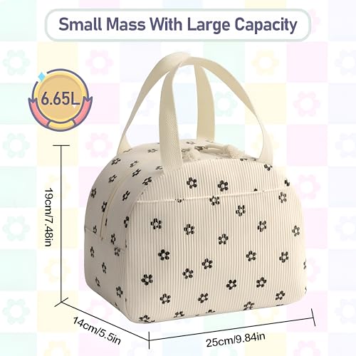 Shopiable Store Lunch Bag for Women & Men – Cute Lunch Tote Bag | Large Capacity Reusable Insulated Lunch Box | Cooler Bag for Work, Picnic, Office, School & Travel (Corduroy Flower) - Image 3