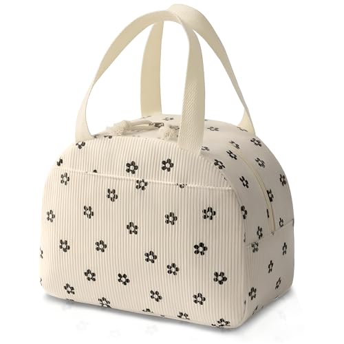 Shopiable Store Lunch Bag for Women & Men – Cute Lunch Tote Bag | Large Capacity Reusable Insulated Lunch Box | Cooler Bag for Work, Picnic, Office, School & Travel (Corduroy Flower) - Image 1