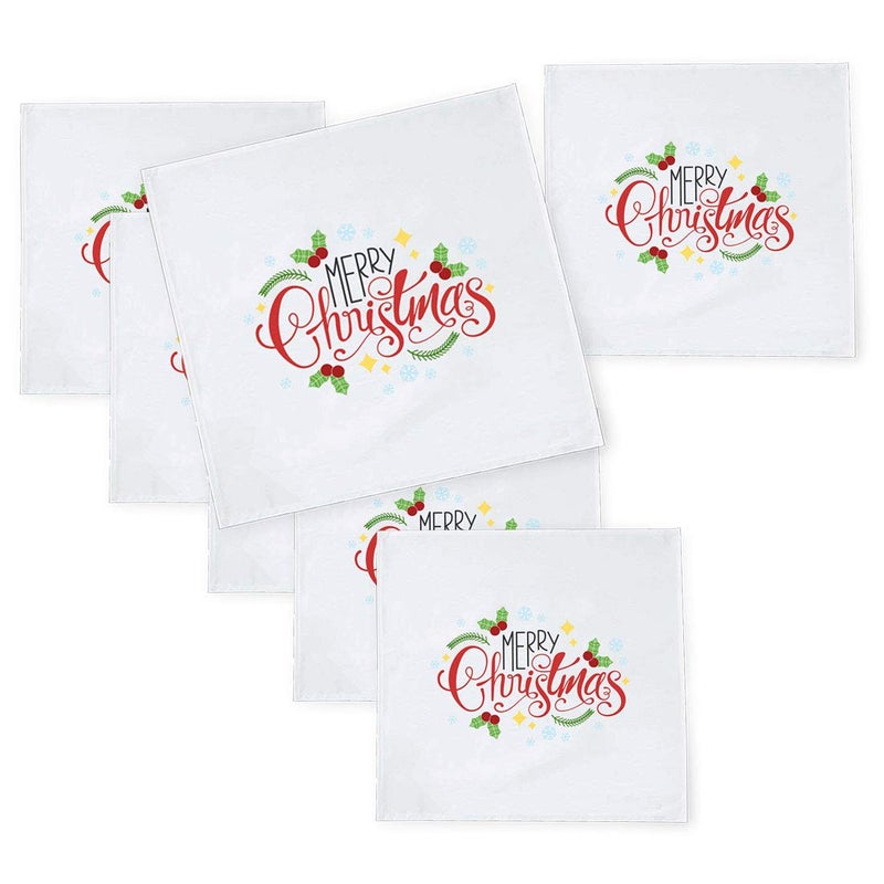Khakee 6 Pcs Christmas Theme Tafta Silk Table Napkins 10x 10 for Xmas Decoration Christmas OrnamentsChristmas Gift npxmas148P - Image 1