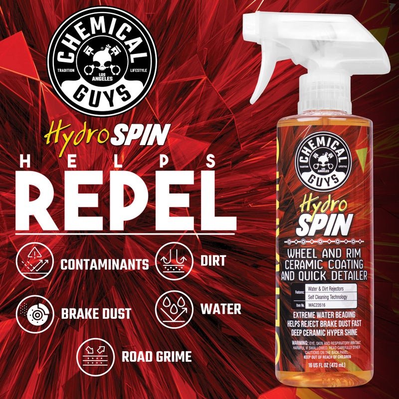 Chemical Guys HydroSpin Wheel & Rim Ceramic Coating and Quick Detailer Spray - 16 oz Spray Protects Wheels, Rims & Brake Parts with Hydrophobic Ceramic Shine - Safe for Cars, Trucks, SUVs, Motorcycles - Image 3