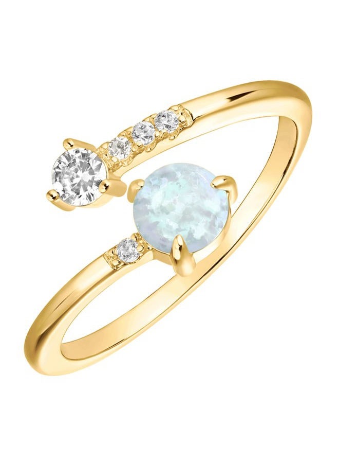 PAVOI 14K Gold Plated Adjustable Created Opal Rings - Stacking Rings for Women, Adjustable, Yellow Gold/White Opal, Created Opal - Image 1