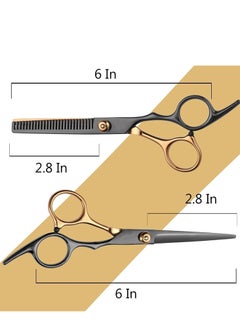 Y&D Hair Cutting Scissors Set, 8Pcs Professional Hairdressing Shears Kit, Stainless Steel Thinning Scissors, Comb, Clips, Black Set for Barber, Salon, Home, Kids Women Men  - Image 4
