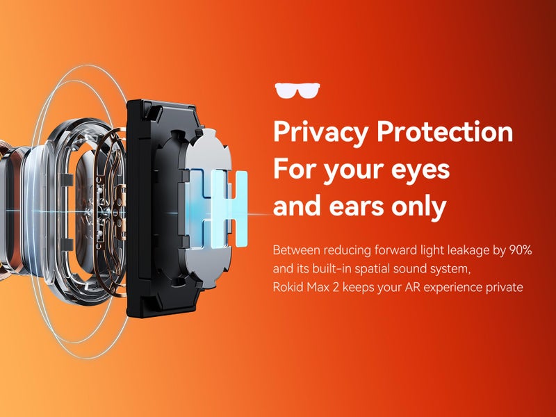 Rokid Max 2 AR Glasses Black, 215" Micro-OLED Display, 50° FOV, 600 Nits Brightness, Compatible with Smart Phone, Steam Deck, ROG, and More, Immersive Wearable Display for Gaming & Entertainment - Image 5