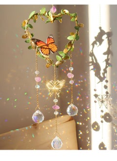 Excefore Window Hanging, Suncatcher, Heart Suncatchers Window Hanging, with Butterfly, Crystals Light Catcher, for Window Suncatchers Chandelier Parts Rainbow Maker Pendants  - Image 1