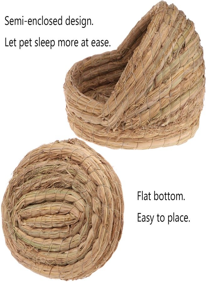 Hamiledyi Bunny Grass Bed, Rabbit Woven Hay Bed, Small Pets Natural Handcrafted Grass House with Hay Chew Balls for Chinchillas Guinea Pigs Hedgehog Rat 3PCS - Image 5