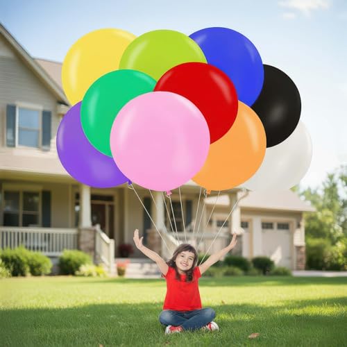 kozee 20 pieces 24 inch Large Primary color Balloons Giant Assorted Colors Latex Balloon Jumbo Balloons for Birthday Wedding Party anniversary Festival Event Carnival Decorations - Image 1
