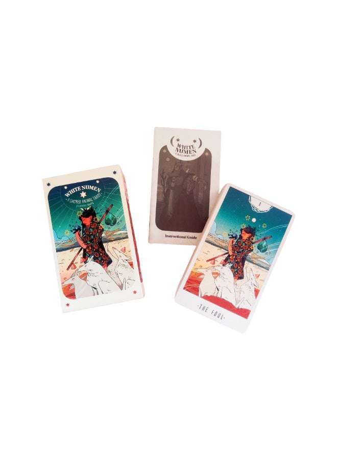 NIBEMINENT 12×7 cm, White Numen Sacred Animal Tarot Cards. English version board game, with paper instruction manual, containing 80 decks of cards. - Image 1