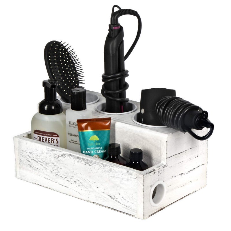 J JACKCUBE DESIGN JACKCUBE Design Hair Tool Organizer Wooden Hair Blow Dryer Holder Styling Product Care and Bath Supplies Accessories Storage Tray for Vanity and Bathroom Countertop MK680A