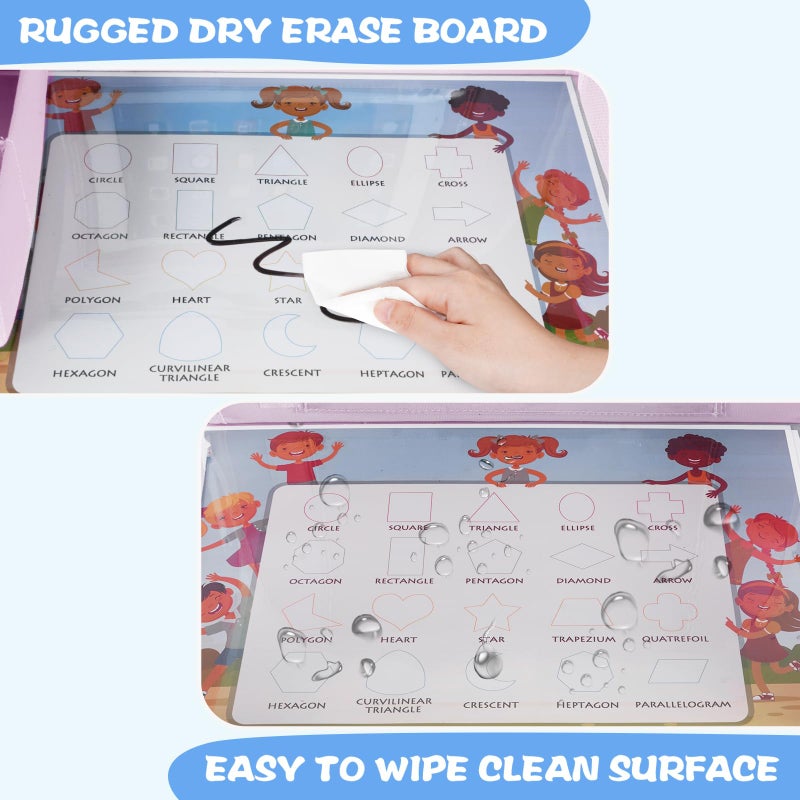 MENZOKE Kids Travel Tray for Toddler Car Seat, Toddler Gift for Girl Activities with Dry Erase Board & iPad Holder Stand,Road Trip Essentials Accessories Lap Tray for Girl as Birthday Gift,LightPurple - Image 4