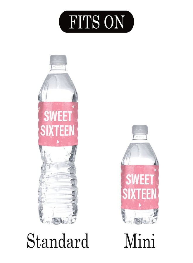 MonMon & Craft Pink Sweet Sixteen Water Bottle Labels Stickers for Girls / 16th Birthday Bottle Wrappers / 16th Wedding Anniversary/Sweet 16 Sign Party Water Labels Supplies (Set of 32) - Image 3