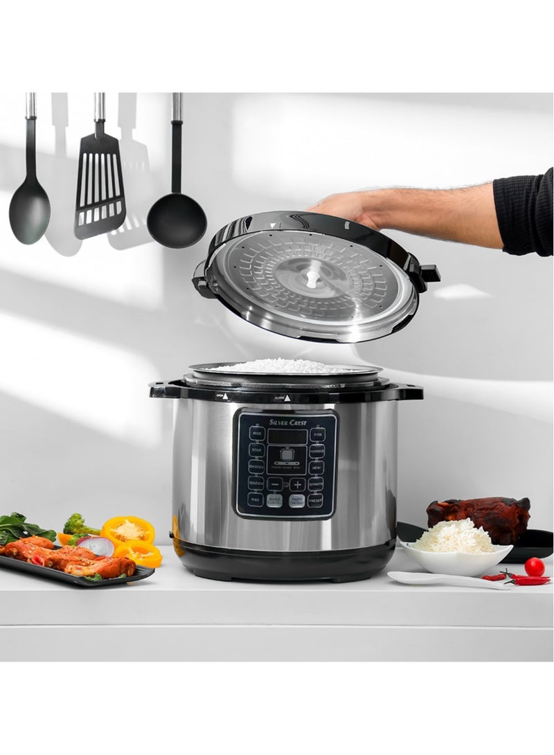 SILVER CREST 10 In 1 Electric Pressure Cooker Instant Programmable Smart Pot 1050 Watts Rice Cooker, 6 Liters, 10 Smart Programs MES6817 - Image 5