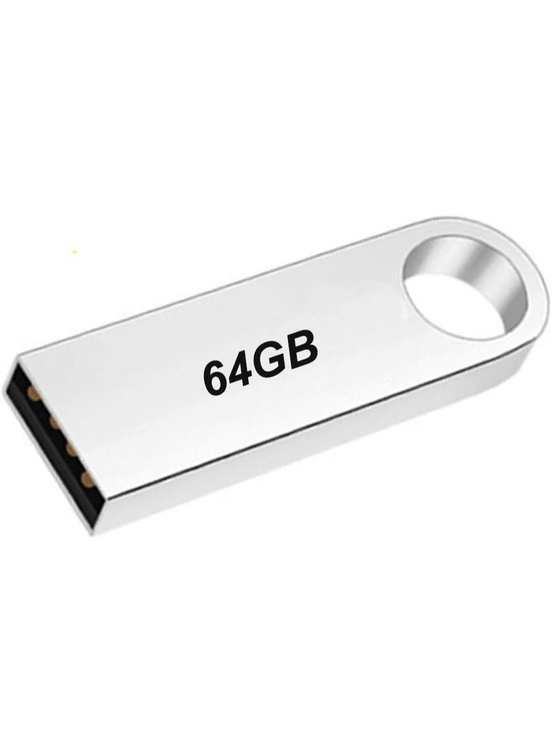 UNIVERSAL 64GB USB 2.0 Flash Drives Metal USB 64 GB Stick Memory USB Stick Hard Drive Storage Silver 3.9 * 1.2 * 0.45cm (64GB) - Image 1