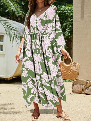 Moss Rose Kaftans Coverup Dresses for Women Moo Moos Swimsuit Caftan Plus Size Maxi Beach Vacation Clothes - Image 4