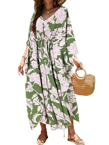 Moss Rose Kaftans Coverup Dresses for Women Moo Moos Swimsuit Caftan Plus Size Maxi Beach Vacation Clothes - Image 1