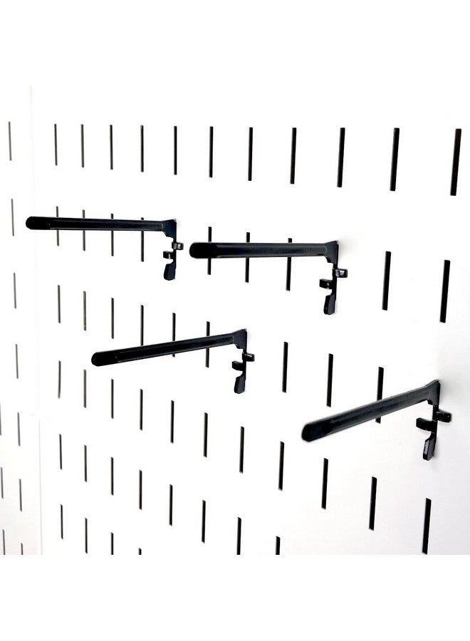 Wall Control Paint Brush Hook And Thread Spool Holder Storage Organizer Pegs Metal Pegboard (4) Pack Of Narrow 3.5 Inch Reach Slotted Peg Hooks For Paint Brushes And Spools (Black) - Image 1