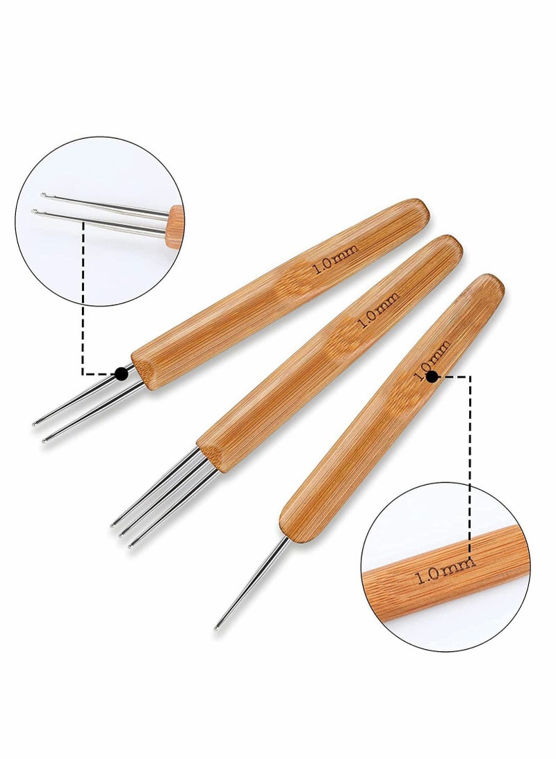 Dreadlock Crochet Hook Tool Set - 3 Pcs Hair Extensions Weaving Needles and 2 Pieces Locking Dreadlocks Needle Interlocking Tools for Braid Craft (1.0mm) - Image 4