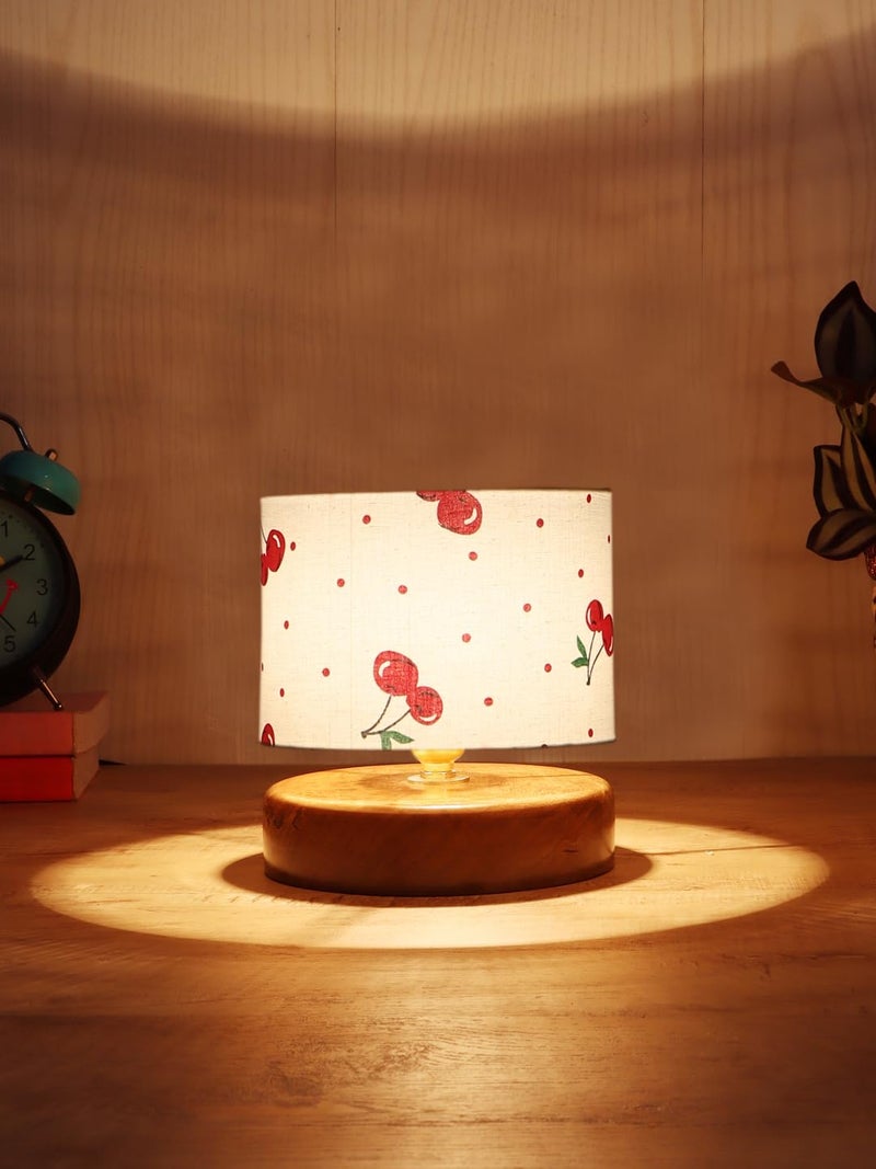 AMDHOME Cherry Pop Delight Table Lamp with Pink Polka Dot Cotton Shade & Wooden Base (Height 7 Inche) – Cute & Quirky Home Décor Accent | for Living Room, Bedroom, Home Decor, Study Lampshade - Image 3