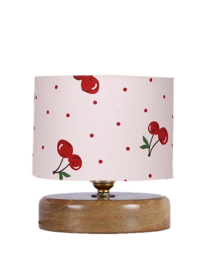 AMDHOME Cherry Pop Delight Table Lamp with Pink Polka Dot Cotton Shade & Wooden Base (Height 7 Inche) – Cute & Quirky Home Décor Accent | for Living Room, Bedroom, Home Decor, Study Lampshade - Image 4