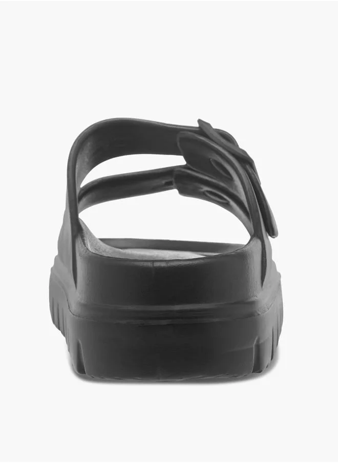 سيليست Womens Buckle Accent Slide Slippers With Slip-On Closure