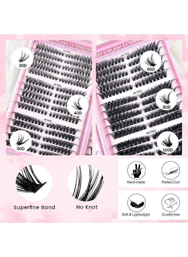 570 Pieces False Eyelashes Lash Clusters Wispy Diy Cluster Eyelash Extensions D Curl Volume Eyelash Clusters Individual Lashes Fluffy Lash Clusters(30D+40D+50D+60D+80D+100D) - Image 4
