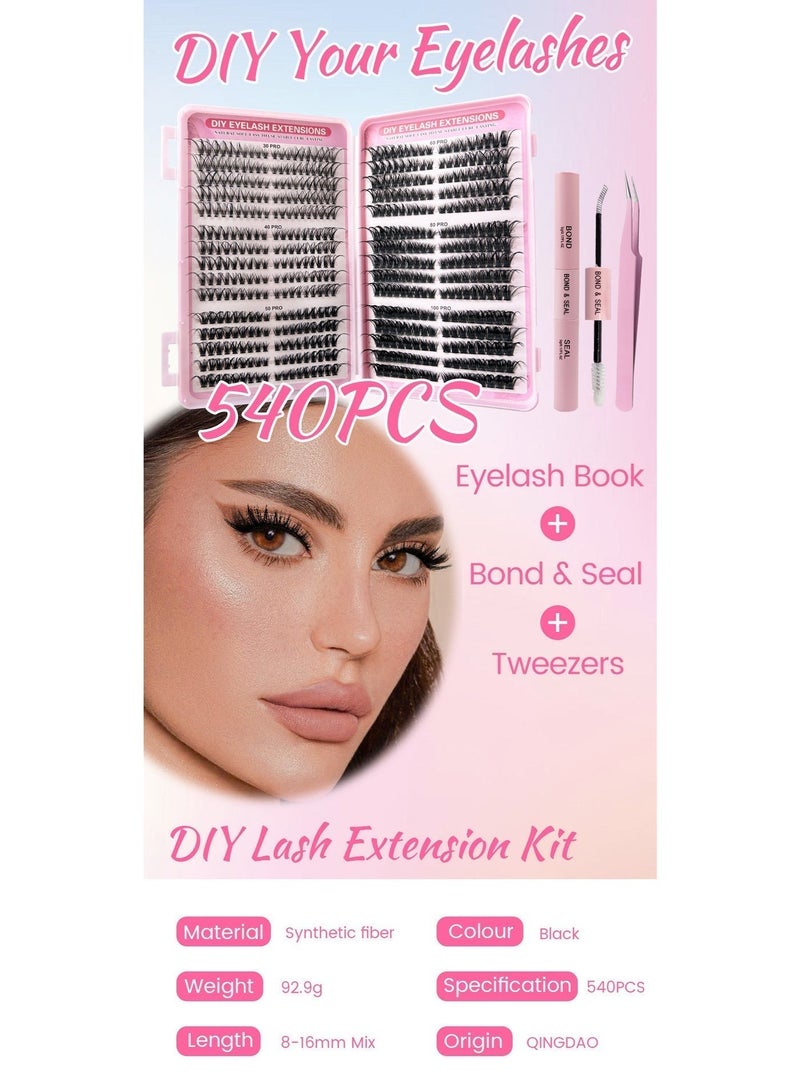 570 Pieces False Eyelashes Lash Clusters Wispy Diy Cluster Eyelash Extensions D Curl Volume Eyelash Clusters Individual Lashes Fluffy Lash Clusters(30D+40D+50D+60D+80D+100D) - Image 5