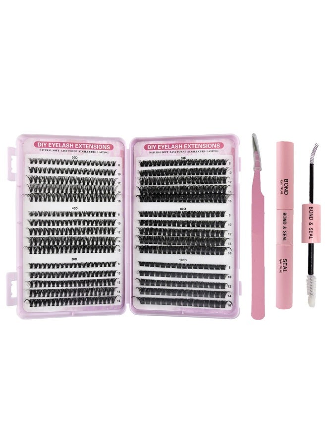 570 Pieces False Eyelashes Lash Clusters Wispy Diy Cluster Eyelash Extensions D Curl Volume Eyelash Clusters Individual Lashes Fluffy Lash Clusters(30D+40D+50D+60D+80D+100D) - Image 2