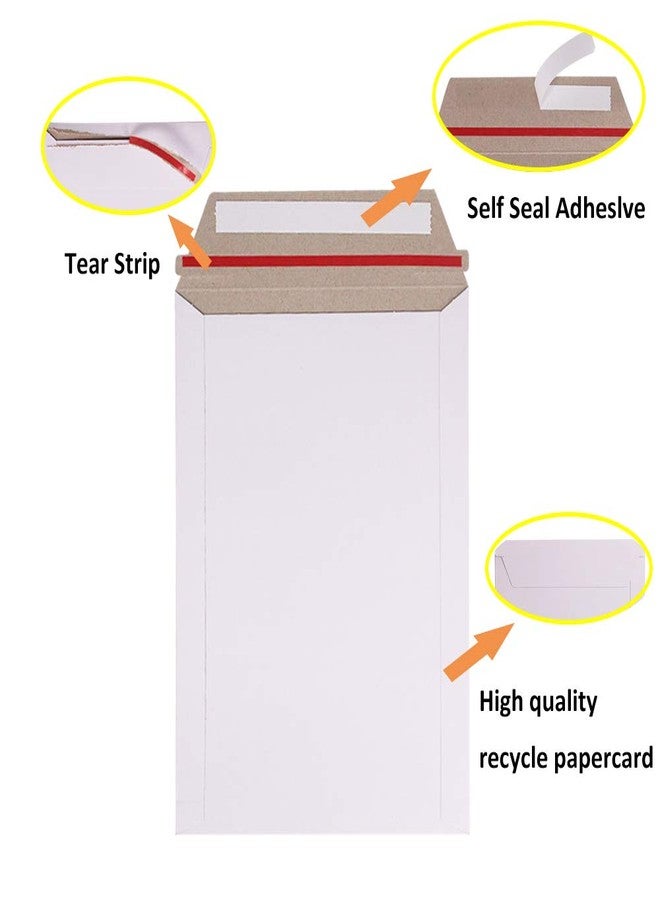 zmybcpack 100 Pack 6X8 inch Self Seal Photo Document Mailers Stay Flat White Cardboard Envelopes White Photography Mailers for CD, Photos, Document - Image 4