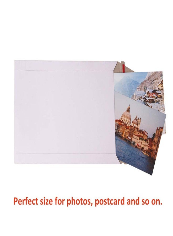 zmybcpack 100 Pack 6X8 inch Self Seal Photo Document Mailers Stay Flat White Cardboard Envelopes White Photography Mailers for CD, Photos, Document - Image 3